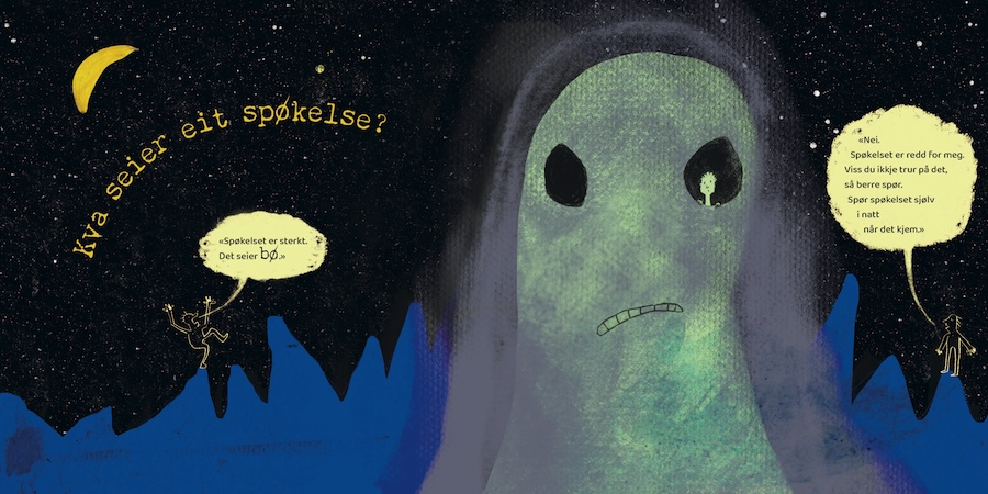 Illustrasjon av spøkelse. 